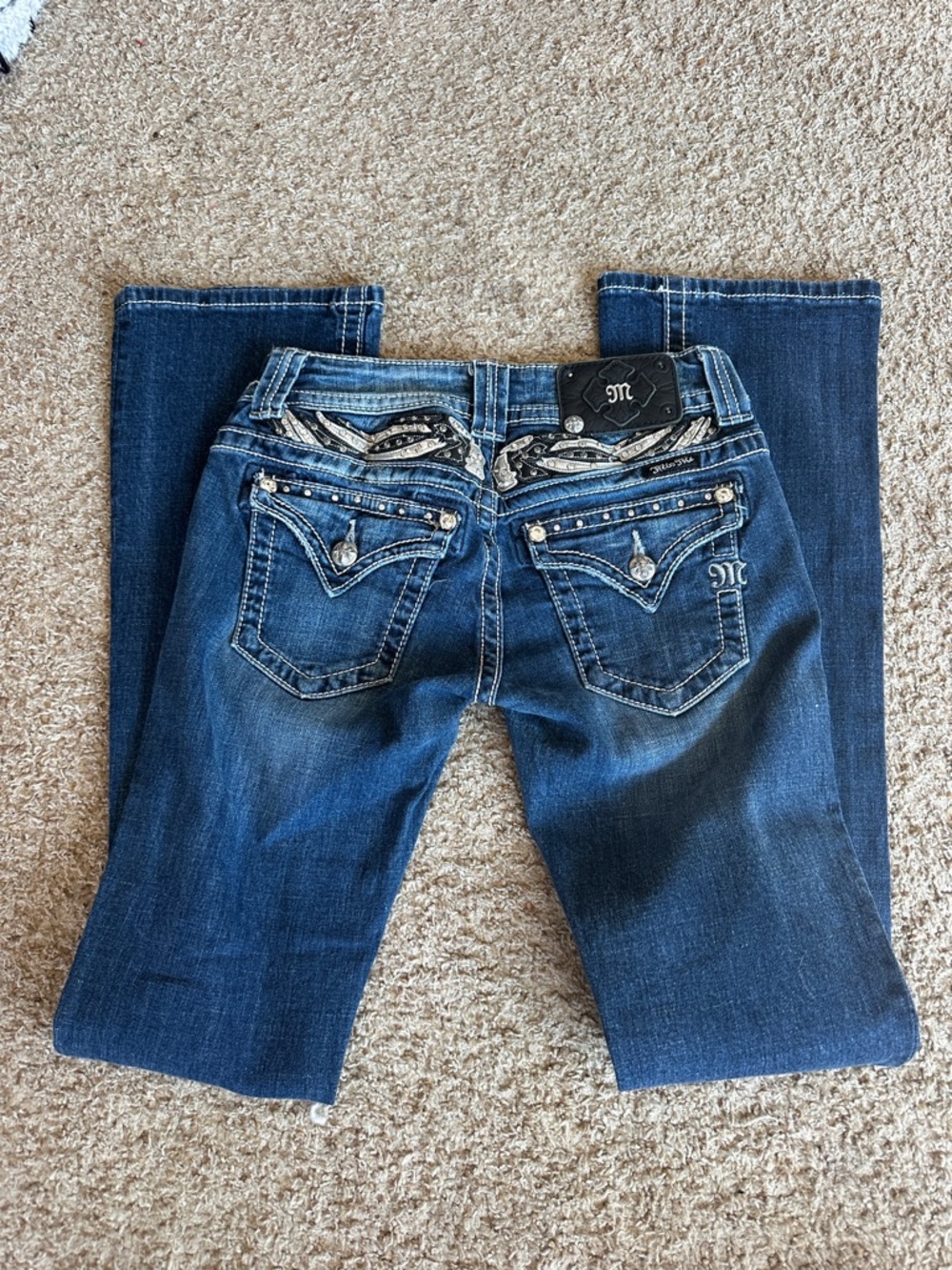 Miss Me Dark Blue Embellished Boot Cut Jeans